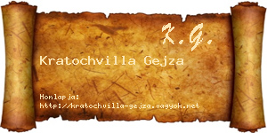 Kratochvilla Gejza névjegykártya